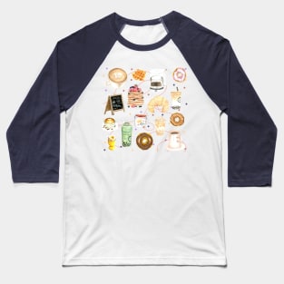 Coffee Coffee Coffee Pattern - Watercolor Design Baseball T-Shirt